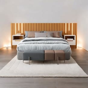 Cabeceira Casal/Queen Maracá com 2 Mesas de Cabeceira e LEDs