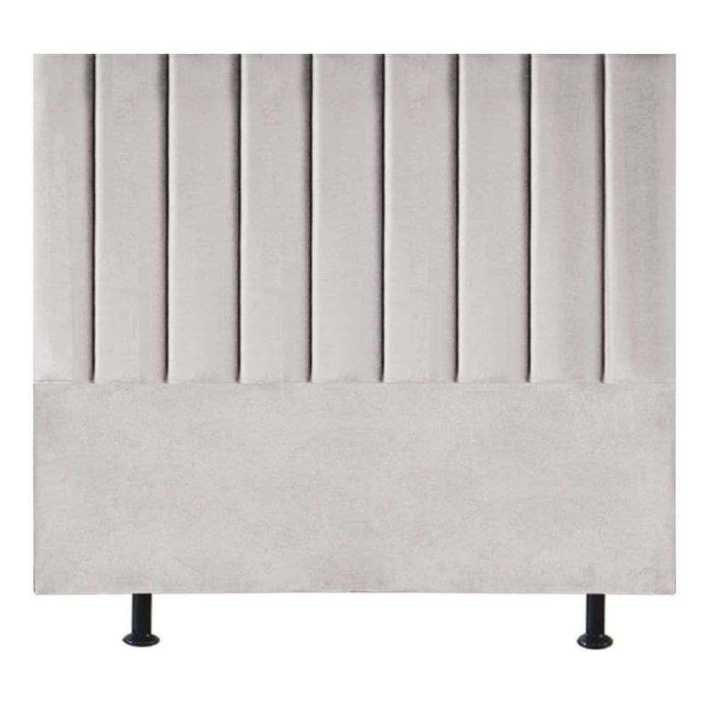 Cabeceira Estofada Cama Box King 195 Cm Maisa Veludo cinzaclaro