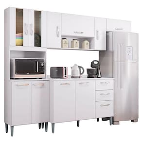Cozinha Lavínia Balcão Com Tampo Branco - Poquema