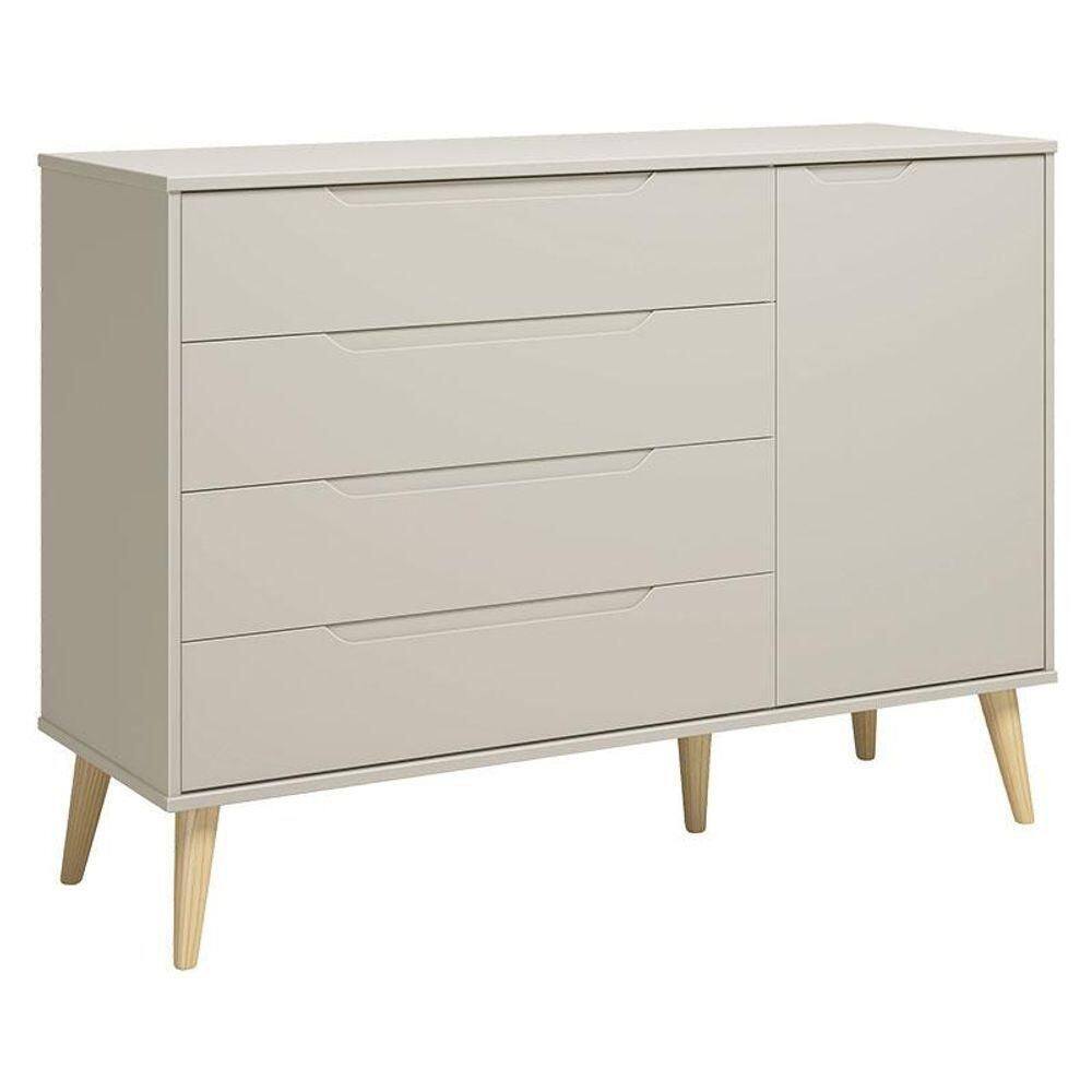 Cômoda Com Porta Retrô Elfe Areia Acetinado Natural - Reller