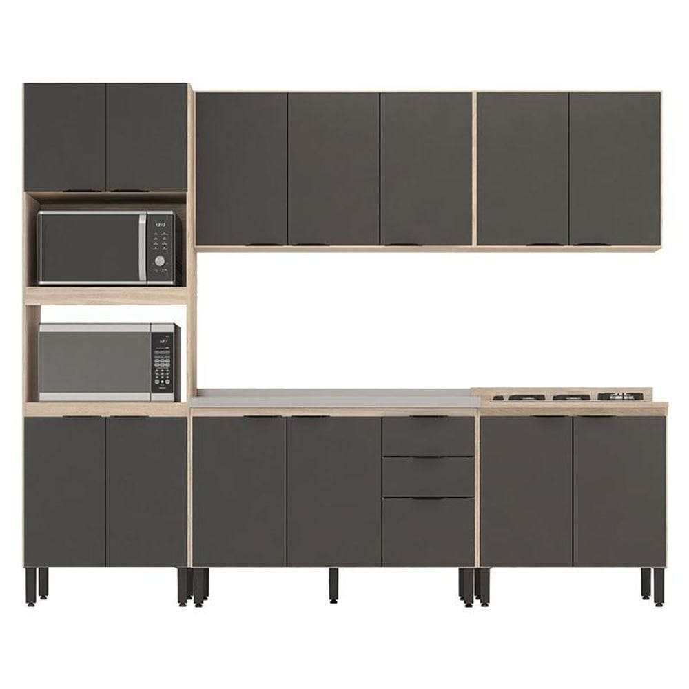 Cozinha Modulada Firenze Fhr001 Avena Touch Grafito - Demóbile