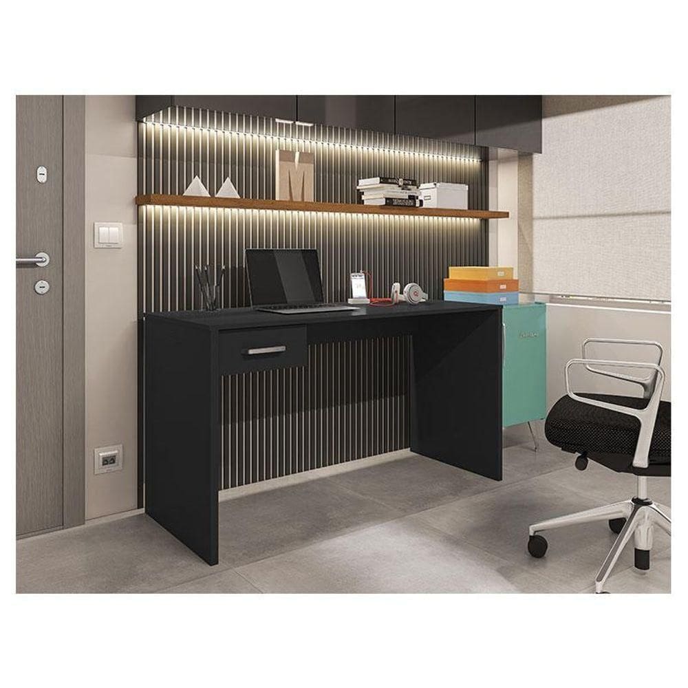 Mesa Para Computador Ambiente Gávea Com Gaveta Preto Trama - Móveis Leão