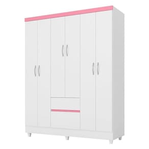 Guarda Roupa Infantil Flash 2 Branco Rosa Flex - Demóbile