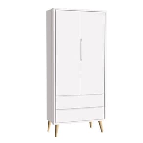 Guarda Roupa Infantil Theo 2 Portas Branco Acetinado Com Pés Madeira Natural - Reller