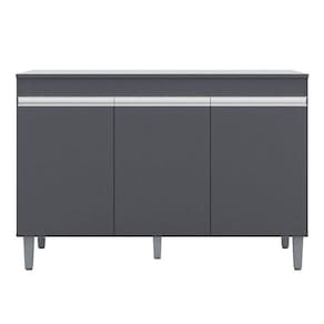 Balcão De Cozinha Manu Com Tampo 120 Cm Cinza Fosco - Ajl