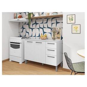 Balcão De Pia Ambiente Mad Versalhes 120 Cm Com Tampo Branco Supremo - Kits Paraná