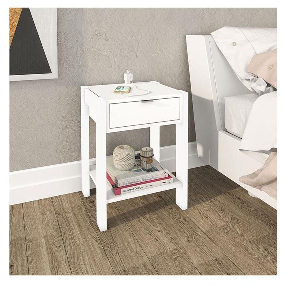 Mesa De Cabeceira Ambiente Az1016 Branco - Tecnomobili