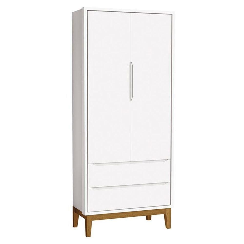 Guarda Roupa Infantil New Classic 2 Portas Branco Com Pés Madeira - Reller
