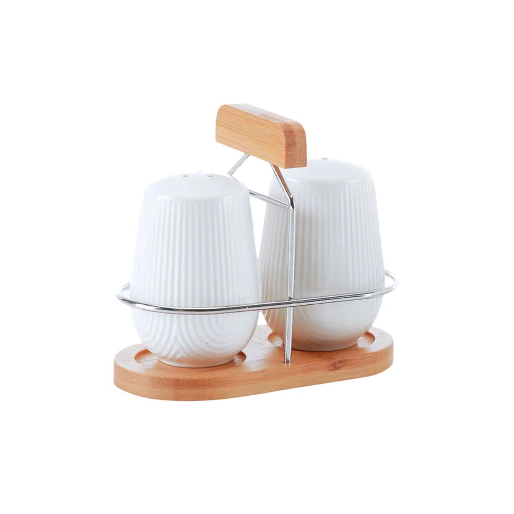 Saleiro E Pimenteiro Com Suporte Em Cerâmica Oásis 90ml Haüskraft