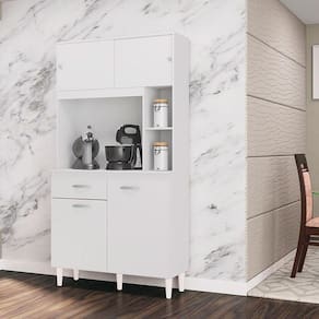 Armário Para Cozinha Ambiente Kit Duda 90 Cm Branco - Poquema