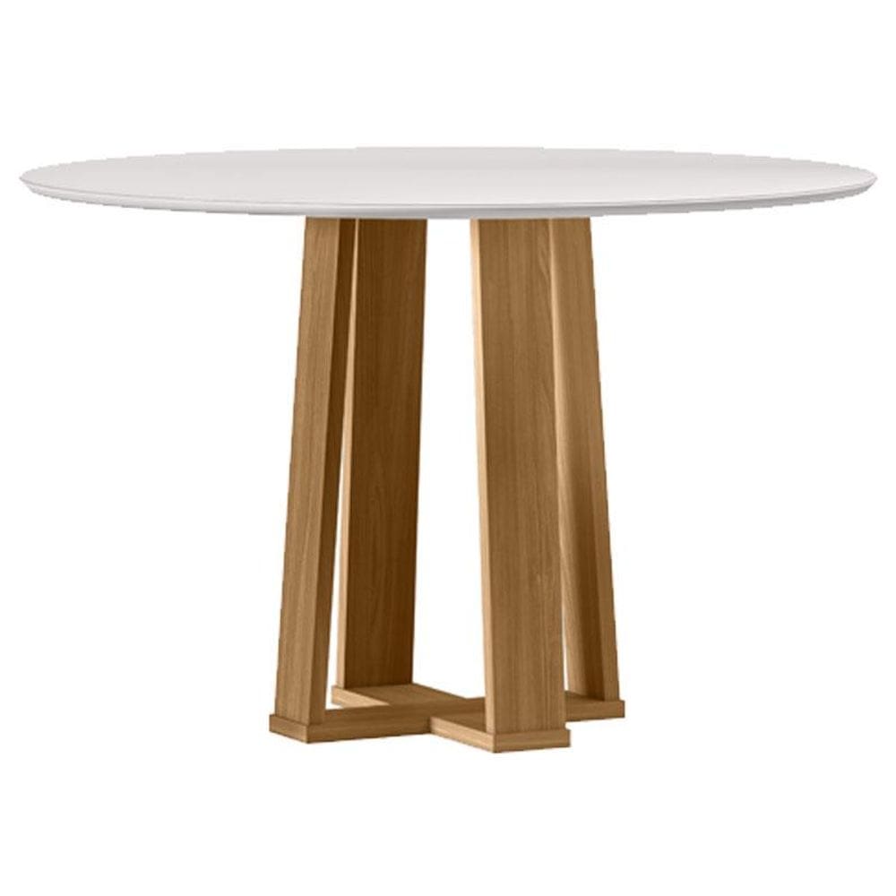 Mesa de Jantar 120 cm Isabela com Vidro Ype Off White - New Ceval
