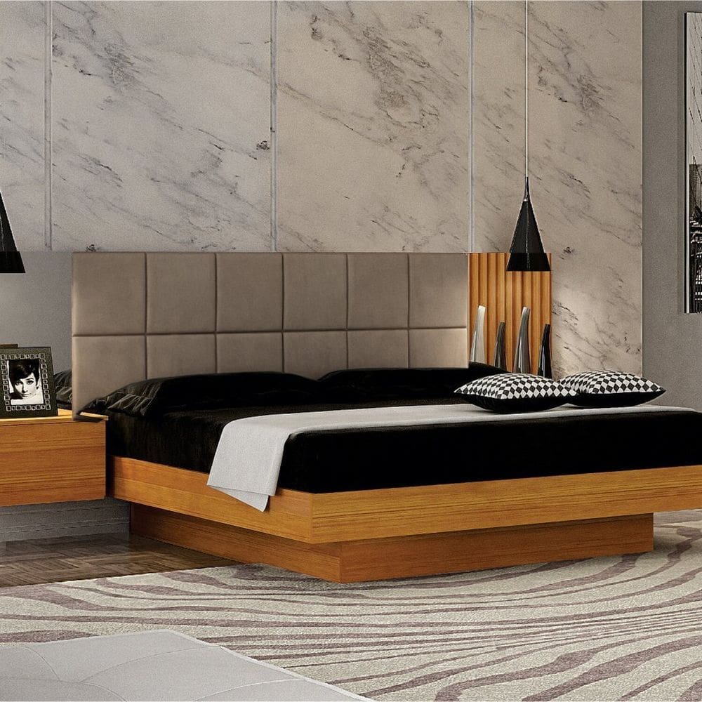 Cama Casal/queen Cabeceira com 2 Mesas de Apoio Braga Cinamomo