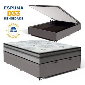 Cama Box Baú com Colchão Espuma D33 Pillow In Anjos Ortosleep Viúva 128x188x60cm