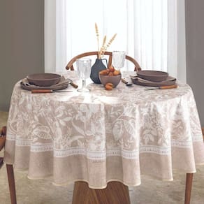 Toalha de Mesa Redonda Limpa Fácil Döhler Clean Alana 1,80cm - Bege