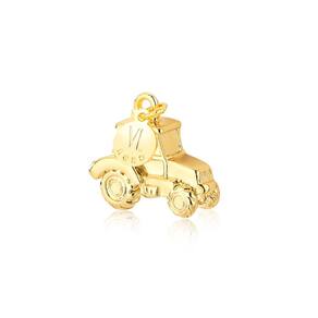 Bibelô Decorativo Mini Trator Revestido em Ouro