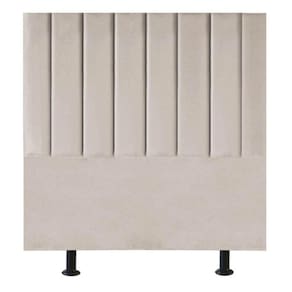 Cabeceira Estofada Cama Box Casal 140 Cm Taís Veludo bege