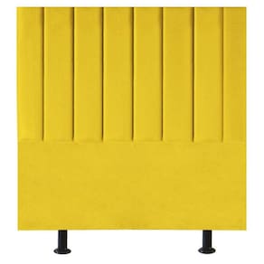 Cabeceira Estofada Cama Box Solteiro 90 Cm Taís Suede amarelo