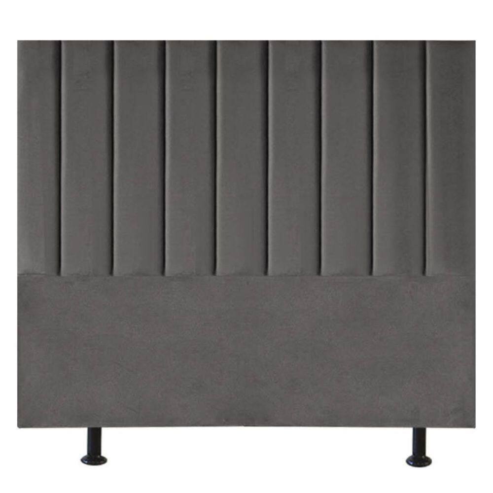 Cabeceira Estofada De Cama Casal King 195 Cm Maisa Corino cinza