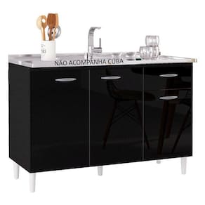 Balcão De Pia 120 Cm Preto - Poquema