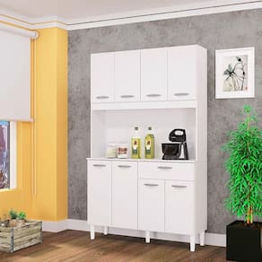 Cozinha Ambiente Kit Cassia 8 Portas Branco - Poquema