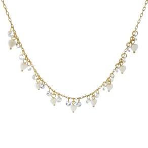 Colar Choker Corações Madrepérola e Zircônias Banhado a Ouro