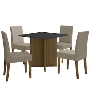 Kit Mesa de Jantar Helo Com Vidro 90x90 com 4 Cadeiras Josi