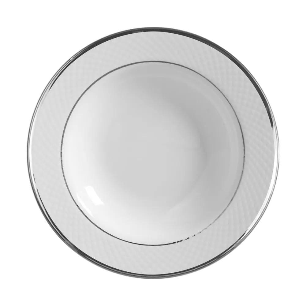 Conjunto com 6 Pratos Fundo Relevo Prata Ø25cm