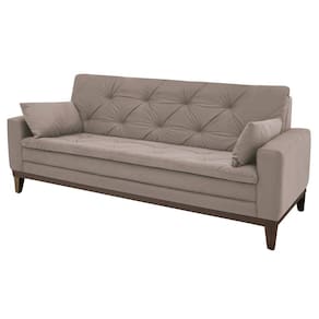 Sofá 2,08 Metros Linoforte Nature, 4 Lugares, Suede Veludo, Espuma D-33