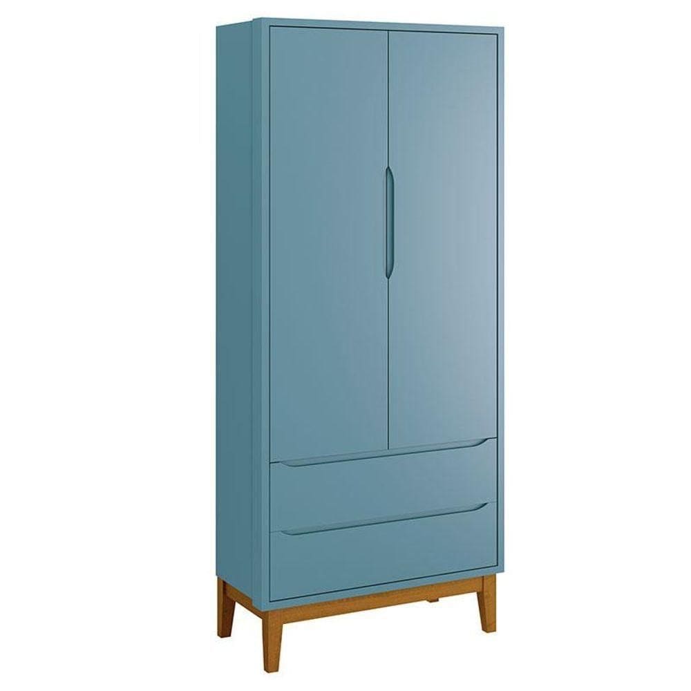 Guarda Roupa Infantil New Classic 2 Portas Azul Com Pés Madeira - Reller