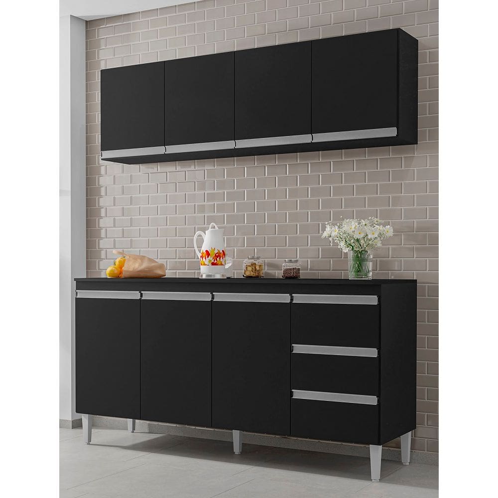 Kit de Cozinha Andréia Balcão 160cm com Tampo Mdp e Aéreo - Ajl Móveis