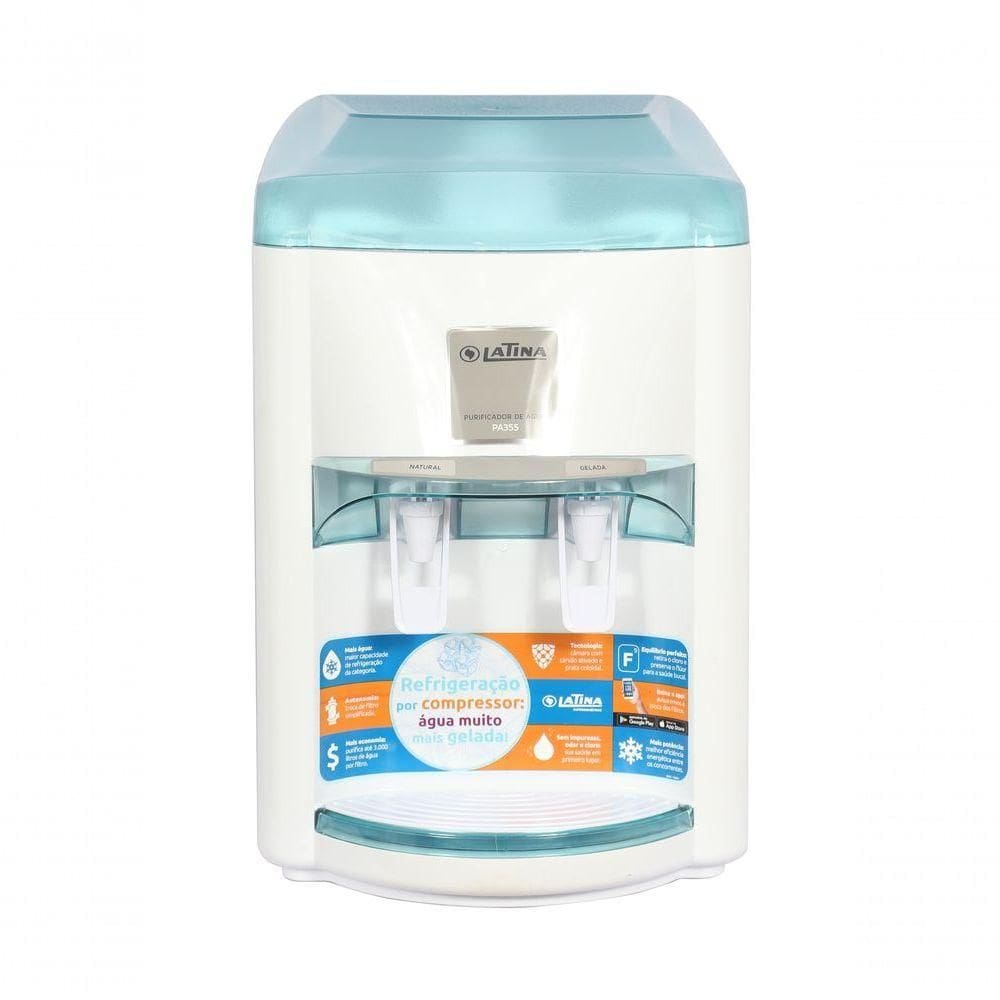 Purificador De Água Latina PA355 Com Sistema De Refrigeração Por Compressor Branco Com Verde 127V