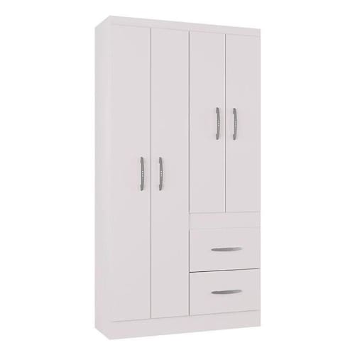 Guarda Roupa Solteiro Milão 4 Portas Branco Brilho - Poquema - Blush