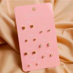 Kit Semaninha 7 Pares de Brincos Banhado a Ouro 18k