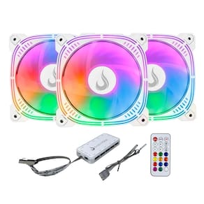 Kit 3 Fans Rise Mode Aura Frost Pro ARGB Com Controladora 120mm Branco - RM-CF-02-ARGB
