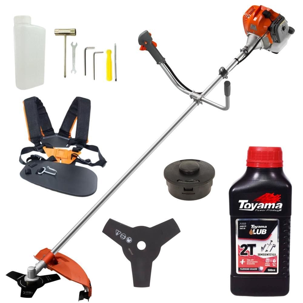 Roçadeira Profissional RL430ACNTK Tekna Á Gasolina 2T 43cc 1,7HP Alta Performance Com Partida Leve e Fácil + Óleo Lubrificante Toyama 2 Tempos 500ml