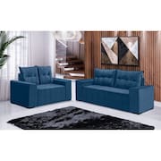 Conjunto Sofá de Veludo 3 e 2 lugares ESTILO ESTOFADOS Las Vegas 2,00x1,50m "Azul"