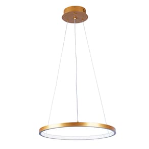 Pendente Lustre Led Moderno 1 Aro Arco Anel Atenas 40cm 18W 6500K Bivolt Pronto Para Instalar