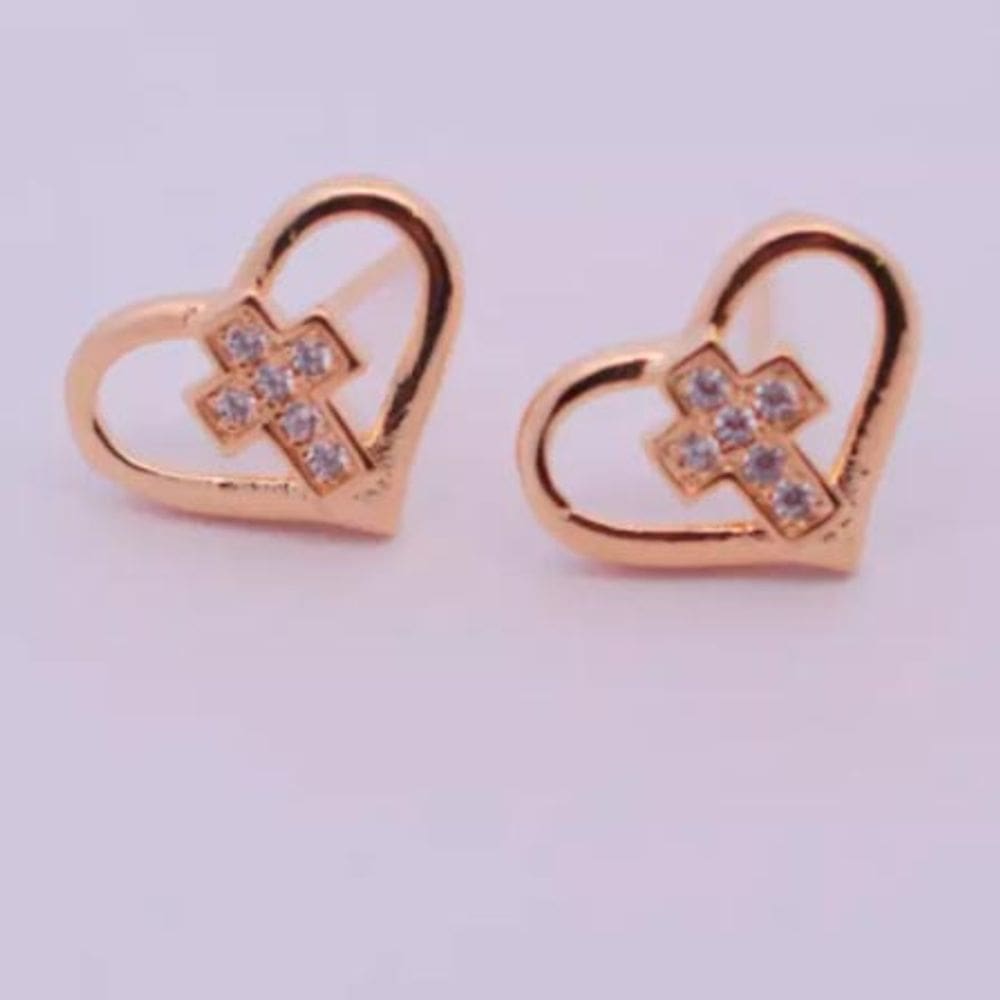 Brinco Amor e Fé Banhado a Ouro 18k