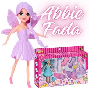 Boneca Abbie Fada Magica Brinquedo Infantil Troca Roupa Asas e Cabelo 15Cm