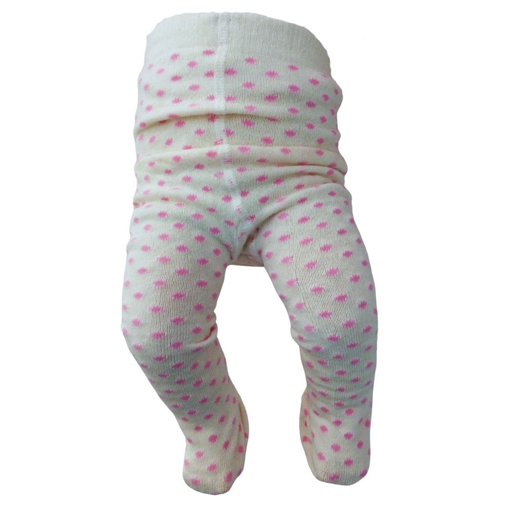 Meia Calça lã bebe fem Everly Bege poá rosa