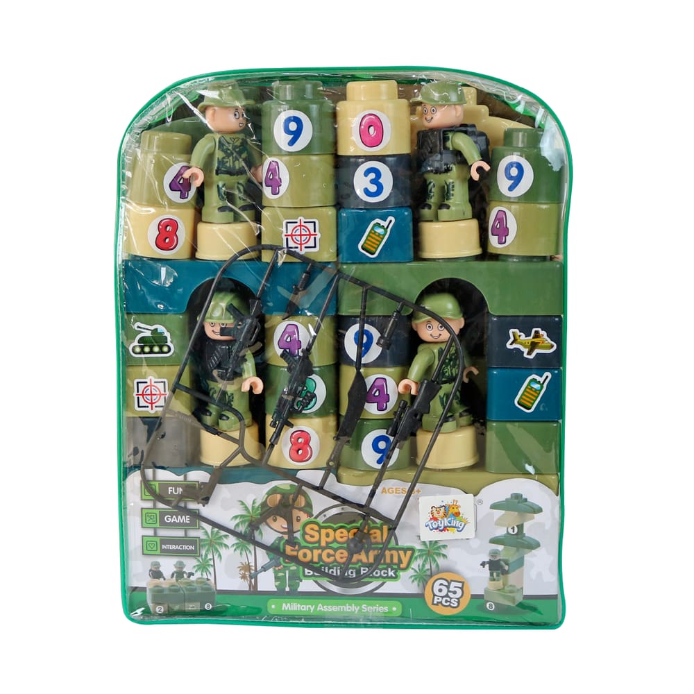 Kit Blocos De Montar Soldados Com Mochila 65 Peças