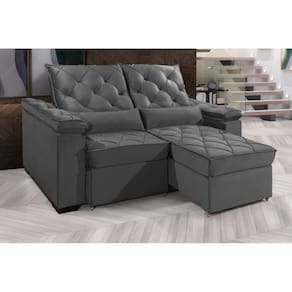 Sofá Retrátil e Reclinável BERLIM 2.70m Velusoft D33 "Cinza" - ESTILO ESTOFADOS