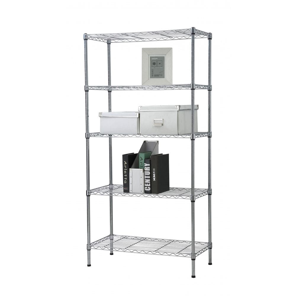 Estante Aço 5 Prateleiras Cromada Aramada 150 Cm C Rodinha