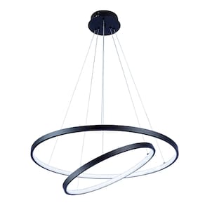 Pendente Lustre Led Moderno 2 Aros Arcos Anéis 40cm e 60cm Atenas 45W 6500K Bivolt Pronto Para Instalar