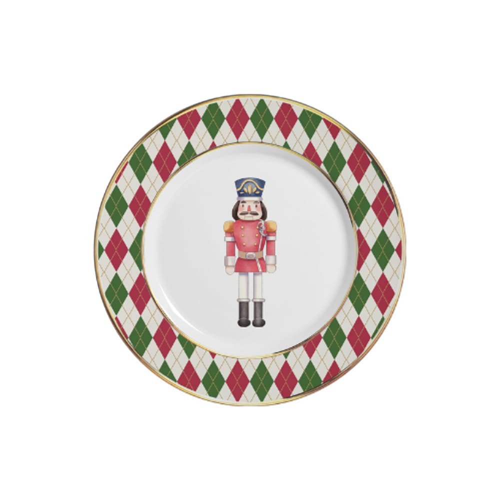 Conjunto com 6 Pratos de Sobremesa Soldadinhos Filete Ouro Ø21cm