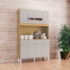Cozinha Ambiente Kit Manu 8 Portas Damasco Off White - Poquema