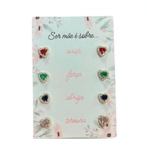 Kit Mãe 4 Pares de Brincos Banhado a Ouro 18k
