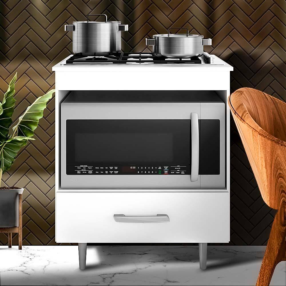 Balcão Cooktop Com Nicho Para Forno Branco Samson Shop Jm - Branco