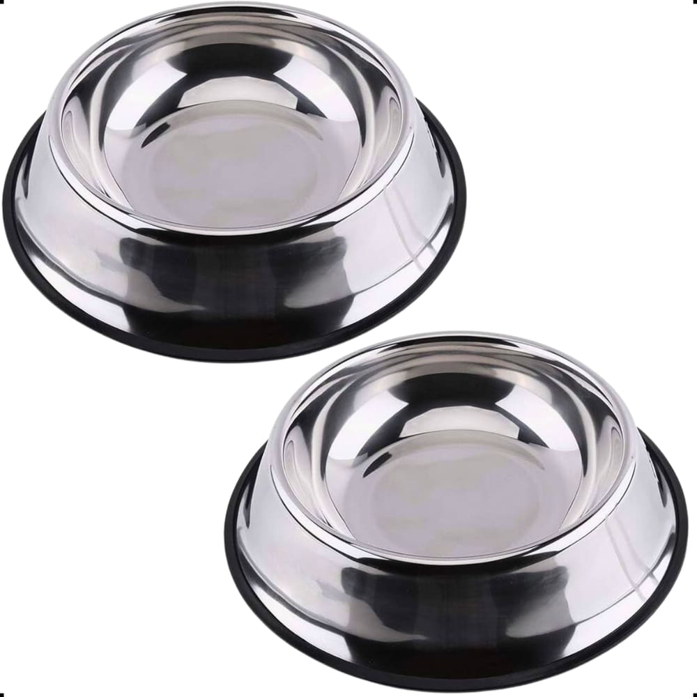 Comedouro Tigela Pote Inox Para Cão Cachorro 1380ML 30Cm 2Un