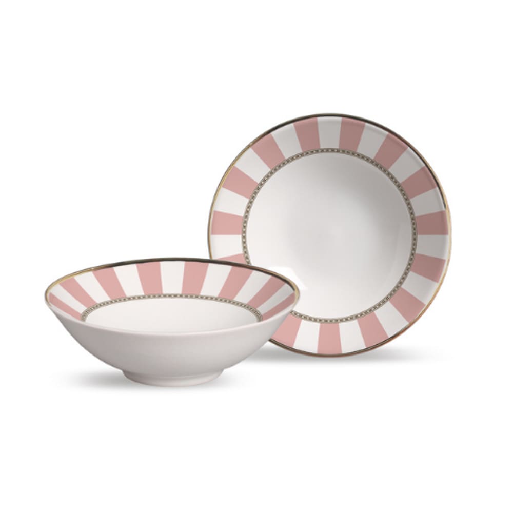 Conjunto 6 bowls decorados Pink Strip 300ml
